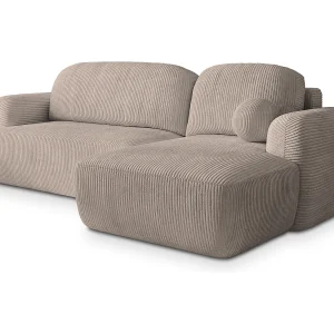 Hoekbank MODENZA van fluweel met slaapfunctie Beige Hoekbank MODENZA van fluweel met slaapfunctie Beige