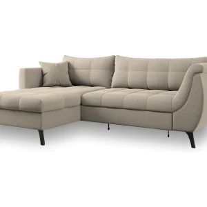 Hoekbank MOLLIS van fluweel met slaapfunctie Beige Hoekbank MOLLIS van fluweel met slaapfunctie Beige