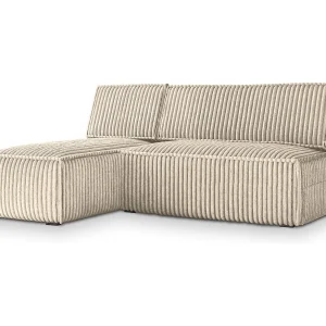 Hoekbank BRISO van fluweel met slaapfunctie Creme Hoekbank BRISO van fluweel met slaapfunctie Creme