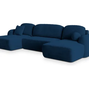 Hoekbank SAVONA van fluweel met slaapfunctie Blau Hoekbank SAVONA van fluweel met slaapfunctie Blau