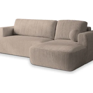 Hoekbank SENTI van fluweel met slaapfunctie Beige Hoekbank SENTI van fluweel met slaapfunctie Beige