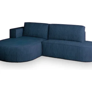 Hoekbank CORTIO van fluweel met slaapfunctie Blau Hoekbank CORTIO van fluweel met slaapfunctie Blau