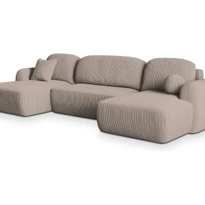 Hoekbank SAVONA van fluweel met slaapfunctie Beige Hoekbank SAVONA van fluweel met slaapfunctie Beige
