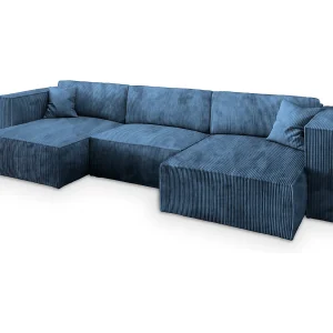 Hoekbank SARMO van fluweel met slaapfunctie Blau Hoekbank SARMO van fluweel met slaapfunctie Blau