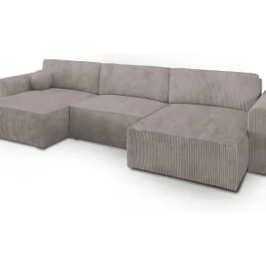 Hoekbank FENTO van fluweel met slaapfunctie Beige