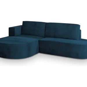 Hoekbank CORTIO van fluweel met slaapfunctie Blau Hoekbank CORTIO van fluweel met slaapfunctie Blau