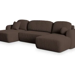 Hoekbank SAVONA van fluweel met slaapfunctie Braun Hoekbank SAVONA van fluweel met slaapfunctie Braun