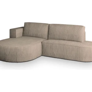 Hoekbank CORTIO van fluweel met slaapfunctie Beige Hoekbank CORTIO van fluweel met slaapfunctie Beige