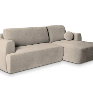 Hoekbank SENTI van fluweel met slaapfunctie Beige Hoekbank SENTI van fluweel met slaapfunctie Beige