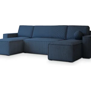 Hoekbank PESANO van fluweel met slaapfunctie Blau Hoekbank PESANO van fluweel met slaapfunctie Blau