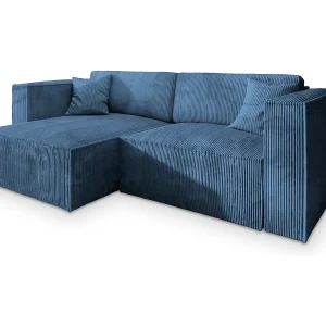 Hoekbank NERIO van fluweel met slaapfunctie Blau Hoekbank NERIO van fluweel met slaapfunctie Blau