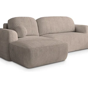 Hoekbank MODENZA van fluweel met slaapfunctie Beige Hoekbank MODENZA van fluweel met slaapfunctie Beige