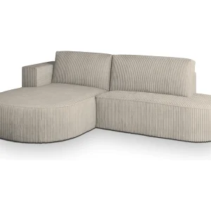 Hoekbank CORTIO van fluweel met slaapfunctie Creme Hoekbank CORTIO van fluweel met slaapfunctie Creme