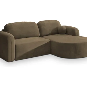 Hoekbank AMILIA van fluweel met slaapfunctie Beige Hoekbank AMILIA van fluweel met slaapfunctie Beige