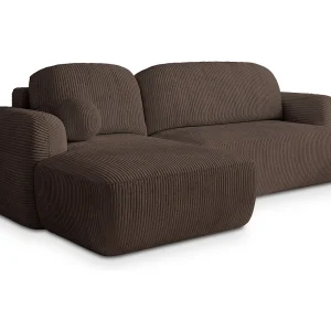 Hoekbank MODENZA van fluweel met slaapfunctie Braun Hoekbank MODENZA van fluweel met slaapfunctie Braun