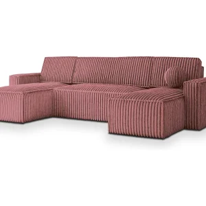 Hoekbank PESANO van fluweel met slaapfunctie Rosa Hoekbank PESANO van fluweel met slaapfunctie Rosa