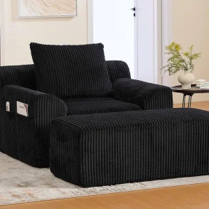 Grote zitzak met voetenbank – 1-zits corduroy bank – Optimaal comfort voor woonkamer, slaapkamer of kantoor Grote zitzak met voetenbank – 1-zits corduroy bank – Optimaal comfort voor woonkamer, slaapkamer of kantoor