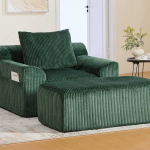 Grote zitzak met voetenbank – 1-zits corduroy bank – Optimaal comfort voor woonkamer, slaapkamer of kantoor Grote zitzak met voetenbank – 1-zits corduroy bank – Optimaal comfort voor woonkamer, slaapkamer of kantoor
