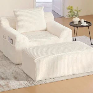 Grote zitzak met voetenbank – 1-zits corduroy bank – Optimaal comfort voor woonkamer, slaapkamer of kantoor Grote zitzak met voetenbank – 1-zits corduroy bank – Optimaal comfort voor woonkamer, slaapkamer of kantoor