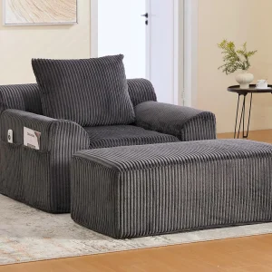 Grote zitzak met voetenbank – 1-zits corduroy bank – Optimaal comfort voor woonkamer, slaapkamer of kantoor Grote zitzak met voetenbank – 1-zits corduroy bank – Optimaal comfort voor woonkamer, slaapkamer of kantoor