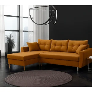 Hoekbank met slaapfunctie, linkse uitvoering ROMEO L, stof Riviera 41mosterdgeel , 234x156x74 cm Hoekbank met slaapfunctie, linkse uitvoering ROMEO L, stof Riviera 41mosterdgeel , 234x156x74 cm