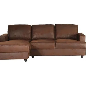 Hoekbank links 4-zits PAUL van Vintage Bruine Stof – Eigentijdse Stijl – Comfortabel en Compact