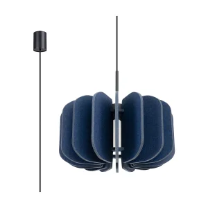 Hanglamp Mula modern van – 1 lichtbronnen – L.45 x H.146 cm – marineblauw/zwart Hanglamp Mula modern van – 1 lichtbronnen – L.45 x H.146 cm – marineblauw/zwart