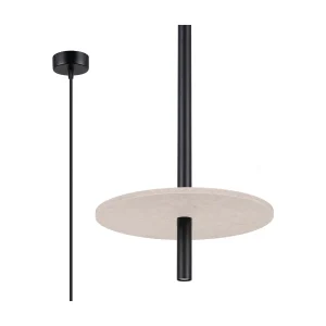 Hanglamp Feltro modern van – 1 lichtbronnen – L.30 x H.126 cm – beige/zwart Hanglamp Feltro modern van – 1 lichtbronnen – L.30 x H.126 cm – beige/zwart