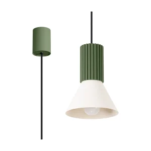 Hanglamp Estria zolder van  – 1 lichtbronnen – L.14 x H.120 cm – beige/olijfgroen