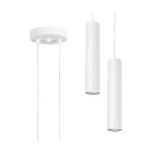 Hanglamp Lagos modern van – 2 lichtbronnen – L.15 x H.118 cm – wit Hanglamp Lagos modern van – 2 lichtbronnen – L.15 x H.118 cm – wit