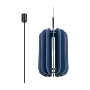 Hanglamp Mula modern van  – 1 lichtbronnen – L.27 x H.165 cm – marineblauw/zwart