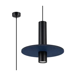 Hanglamp Pelta modern van – 1 lichtbronnen – L.30 x H.126 cm – marineblauw/zwart Hanglamp Pelta modern van – 1 lichtbronnen – L.30 x H.126 cm – marineblauw/zwart