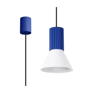 Hanglamp Estria zolder van  – 1 lichtbronnen – L.14 x H.120 cm – wit/ultramarijn