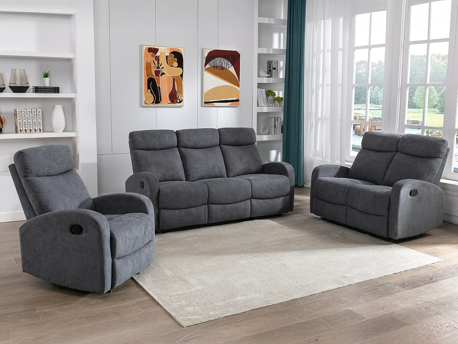 Grijze stoffen fauteuil EVELYN - Koop nu eenvoudig en goedkoop online