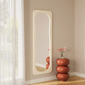 Organische spiegel met glanzende afwerking, B. 60 x H. 160 cm, Ivoor, HAIMEI Organische spiegel met glanzende afwerking, B. 60 x H. 160 cm, Ivoor, HAIMEI