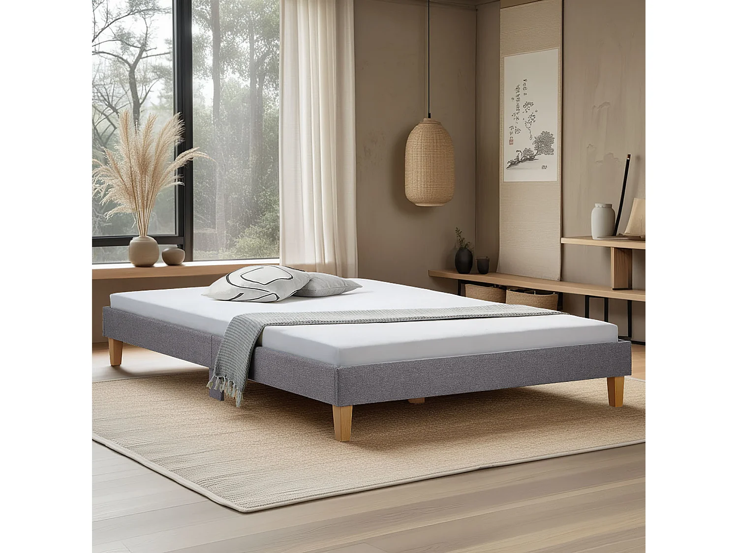 Gestoffeerd bed 120x200 cm grijs