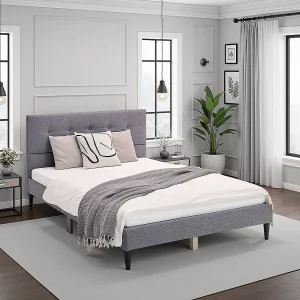 Gestoffeerd Bedframe 120×200 cm Grijs Gestoffeerd Bedframe 120×200 cm Grijs