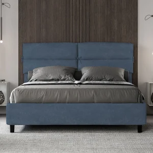 Gestoffeerd Bed 160×190 met opbergruimte microvezel blauw Nandy Gestoffeerd Bed 160×190 met opbergruimte microvezel blauw Nandy