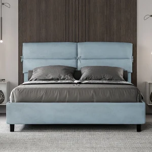 Gestoffeerd Bed 160×190 met opbergruimte microvezel lichtblauw Nandy Gestoffeerd Bed 160×190 met opbergruimte microvezel lichtblauw Nandy