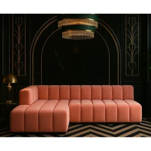 Hoekbank GRAND L, 295 cm, stof Salvador, roze, linkerzijde