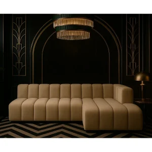 Hoekbank GRAND L, 295 cm, stof Salvador, beige, rechterzijde