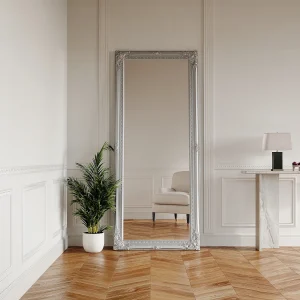 Spiegel met sierranden ELVIRE – Hout – 80 x 190 cm – Zilver
