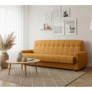 Herbi slaapbank, voor in de woonkamer, Herbi-stof, goudkleurig Herbi slaapbank, voor in de woonkamer, Herbi-stof, goudkleurig