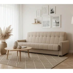 Herbi slaapbank, voor in de woonkamer, Herbi-stof, donkerbeige Herbi slaapbank, voor in de woonkamer, Herbi-stof, donkerbeige