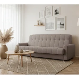 Herbi slaapbank, voor in de woonkamer, Herbi-stof, grijsbruin Herbi slaapbank, voor in de woonkamer, Herbi-stof, grijsbruin