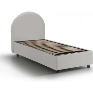 Talamo Italia Eenpersoonsbed Ginevra Wit Opslag Matras 80×190 cm, Bekleed Made in Italy Talamo Italia Eenpersoonsbed Ginevra Wit Opslag Matras 80×190 cm, Bekleed Made in Italy
