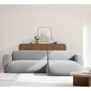 Hoekbank met chenille – slaapfunctie – Grijs – rechts – EMIA Hoekbank met chenille – slaapfunctie – Grijs – rechts – EMIA