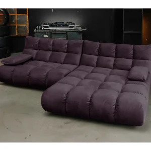 Hoekbank Gestoffeerde kruk Draaibare fauteuil Stel in – Violet Fluweel – VIVIEN Hoekbank Gestoffeerde kruk Draaibare fauteuil Stel in – Violet Fluweel – VIVIEN