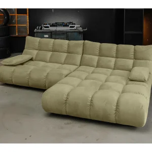 Hoekbank Gestoffeerde kruk Draaibare fauteuil Stel in – Groen Fluweel – VIVIEN Hoekbank Gestoffeerde kruk Draaibare fauteuil Stel in – Groen Fluweel – VIVIEN