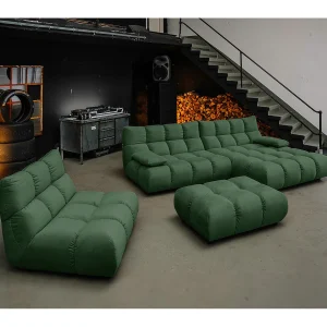Hoekbank Gestoffeerde kruk Draaibare fauteuil Stel in – Smaragdgroen Fluweel – VIVIEN Hoekbank Gestoffeerde kruk Draaibare fauteuil Stel in – Smaragdgroen Fluweel – VIVIEN